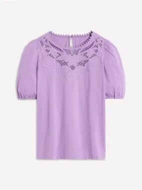 Boden Cutwork Puff Sleeve T-Shirt- NWT Sz 8